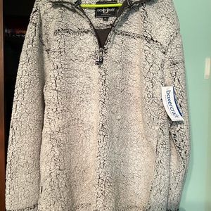NWT! Gray Sherpa, Quarter-Zip XL